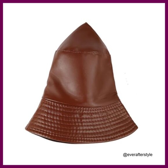 Reversible PU Leather Bucket Hat Fishing Cap Adjustable Unisex main image 2